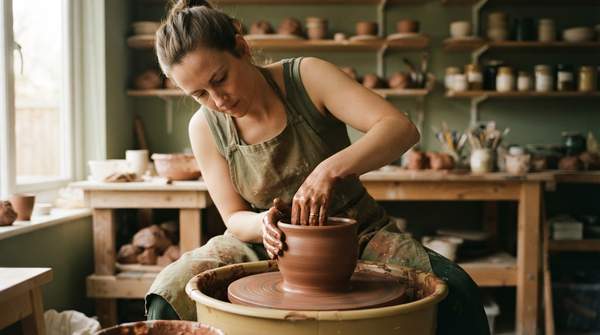 Editorial illustration for From Lump of Clay to Finished Pot: The Eight Stages of Hand-Thrown Stoneware