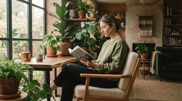 Editorial illustration for How to Apply Biophilic Design for a Calmer, More Focused Home