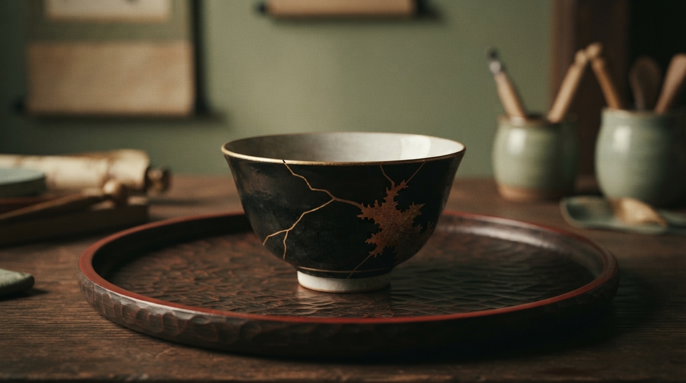 Editorial illustration for Kintsugi: Why Japan Mends Broken Pottery With Gold Instead of Hiding the Cracks