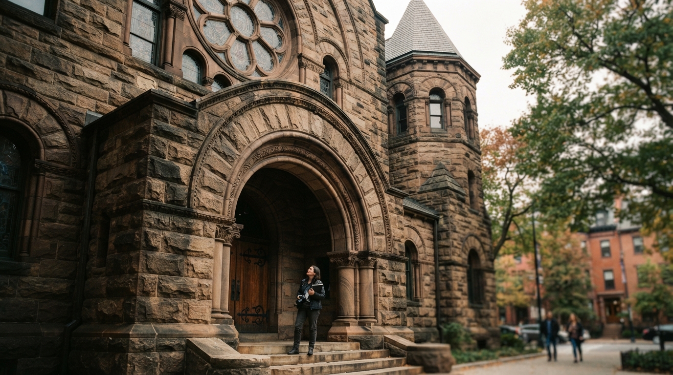Editorial illustration for Round Arches and Heavy Stone: How to Recognize American Romanesque Revival Architecture